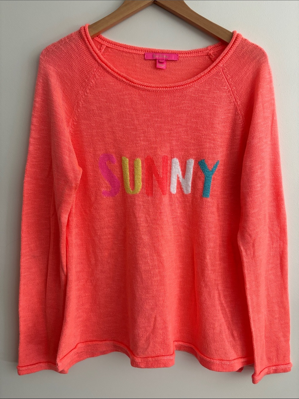 Lilly Pulitzer Danette Sunny Sweater in Papaya Punch Beachy Soft Cozy Size XL